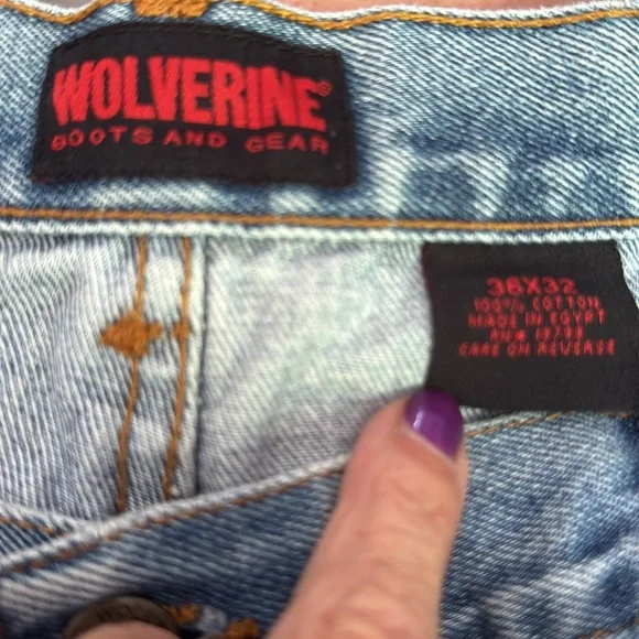 Wolverine Blue Denim Carpenter Style Denim Jeans. Medium Wash. Size 36 X 32. - Picture 7 of 9